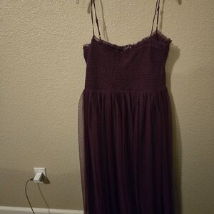Plum Tulle Dress With Polka Dots